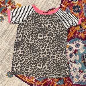 HEIMISH USA Leopard Print Tee with Pink and Black Stripes